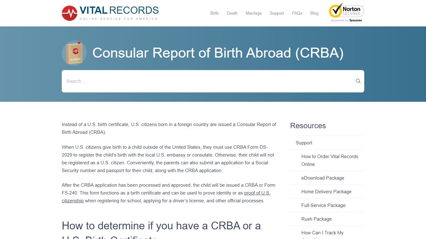 Consular Report of Birth Abroad (CRBA) - Vital Records Online